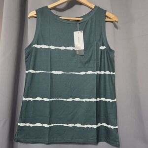 Elegant Teal Sleeveless Top with Stripes